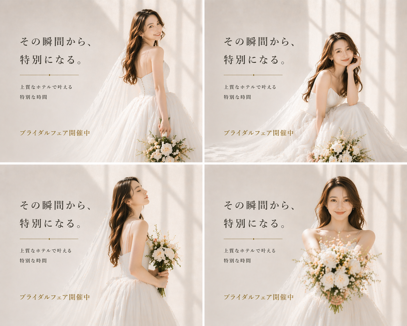 ドレスショップ向けInstagramカルーセル広告 4案バリエーション