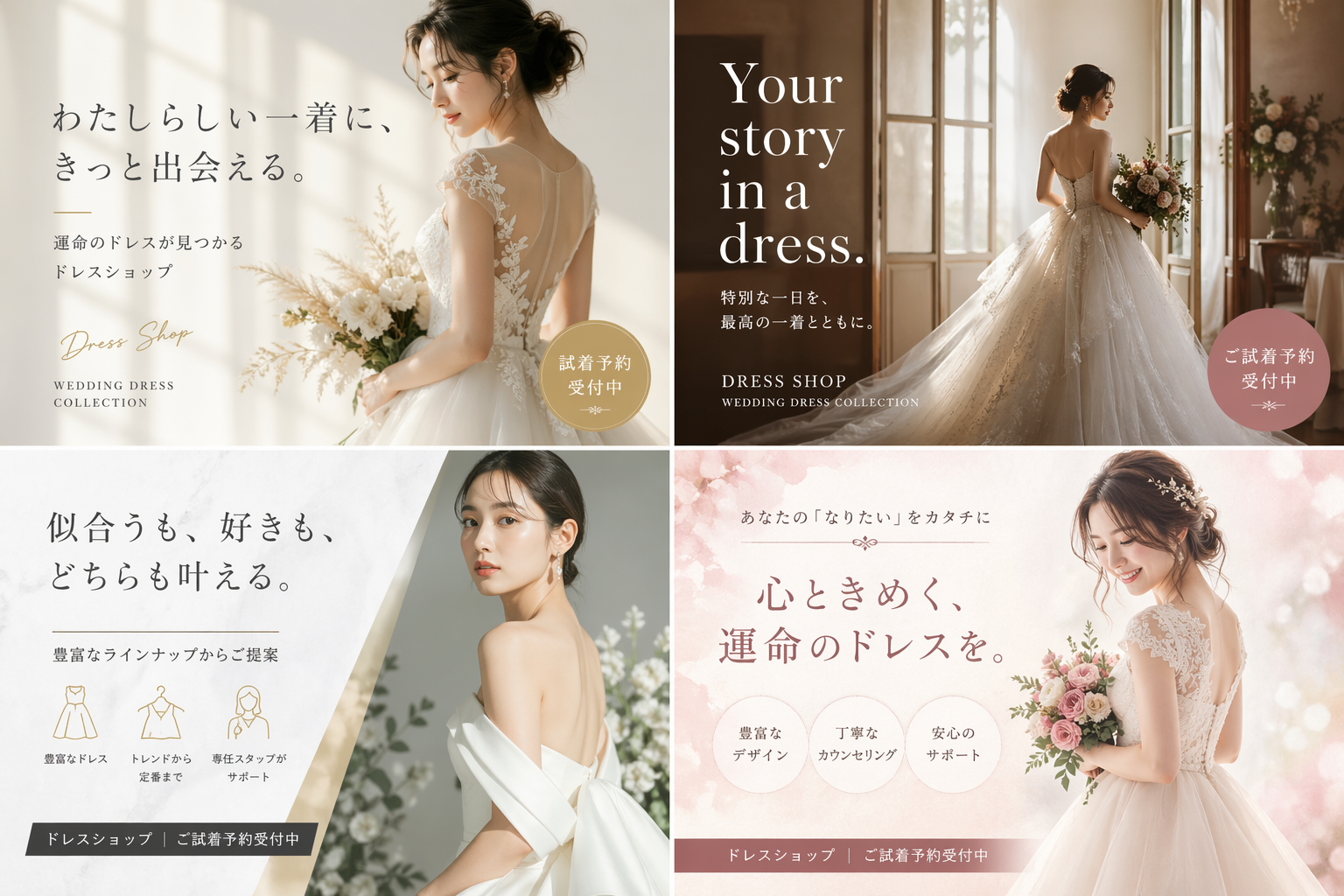 ブライダルフェア向けInstagramカルーセル広告 4案バリエーション